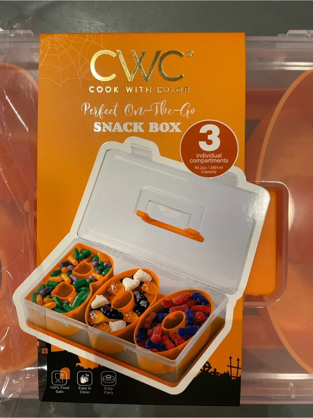 Cook with Color BOO Halloween Snackle Box Food Storage Container New